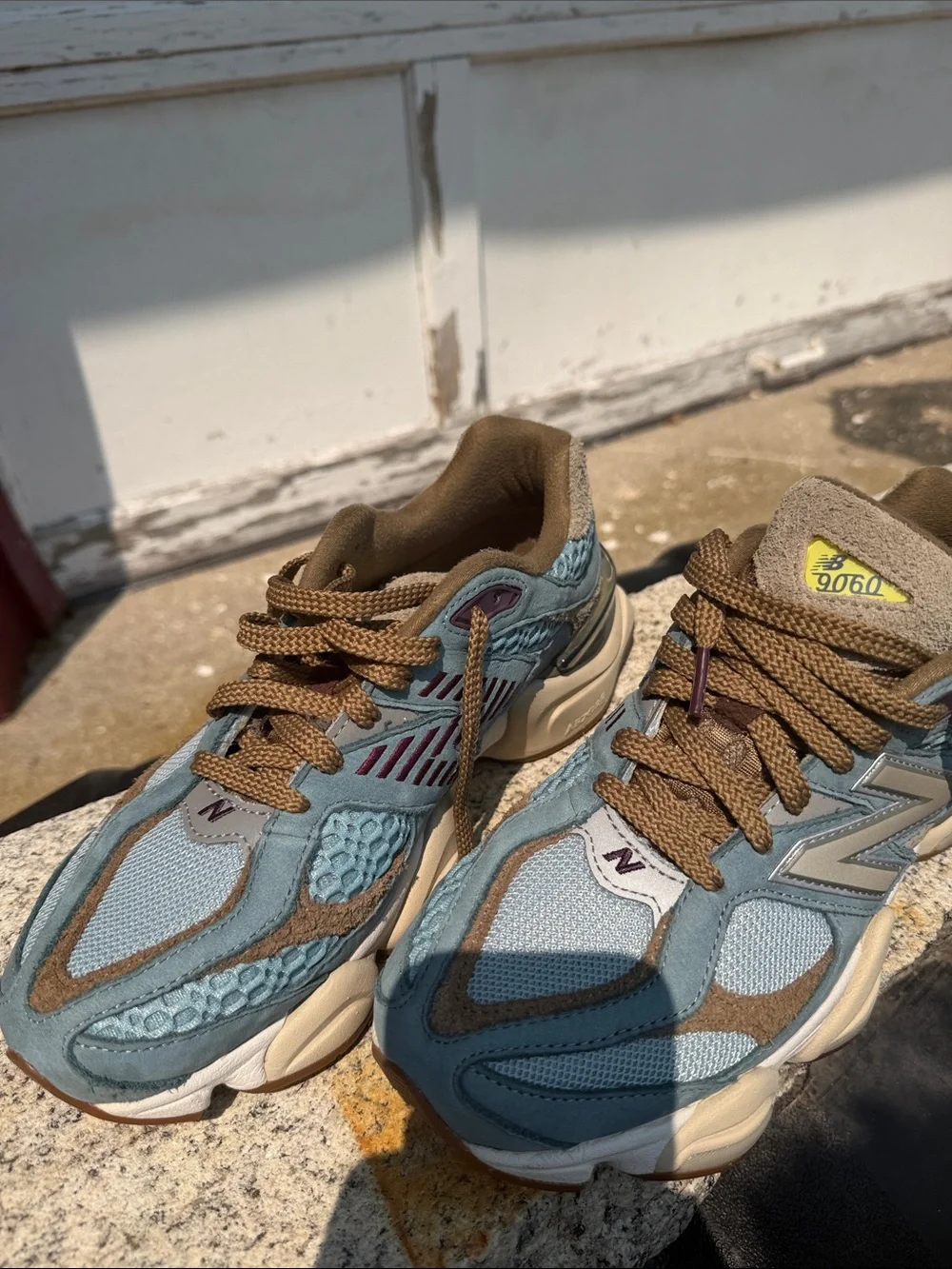 Bodega New Balance Light Blue and Brown Retro Runner Sneakers